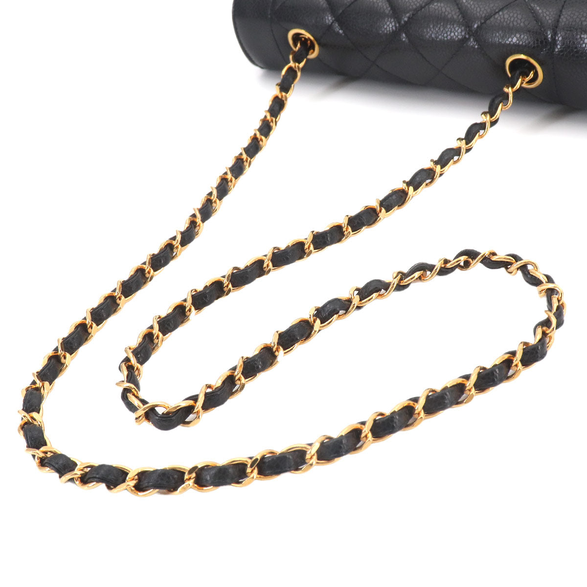 Diana Matelasse 22 Chain Shoulder Bag Leather Black