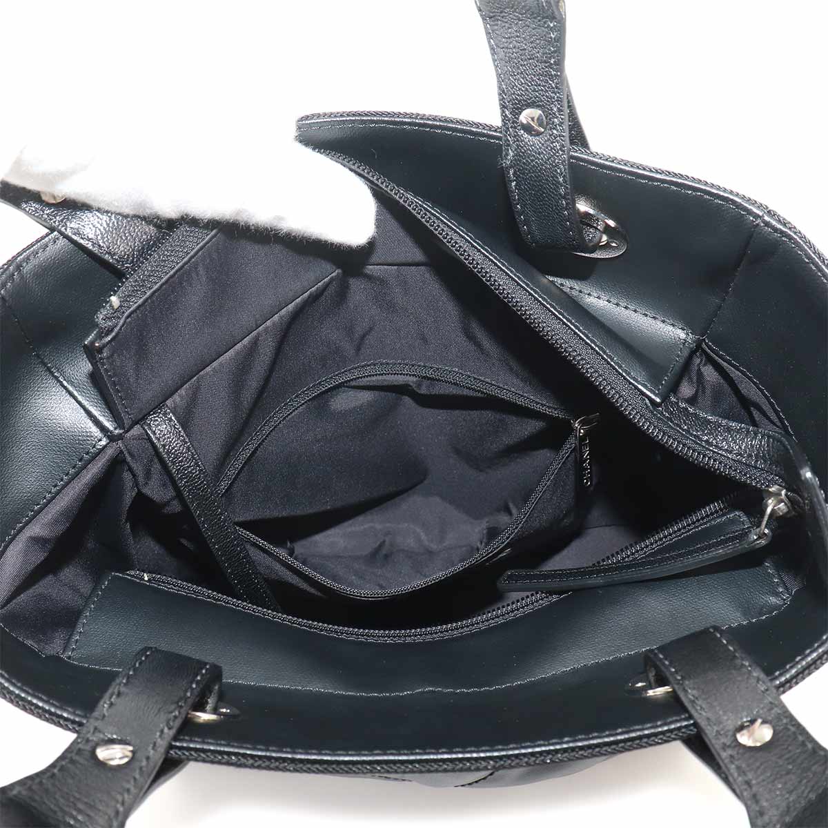 Paris Biarritz PM Tote Bag PVC Nylon Leather Black A34208 Purse