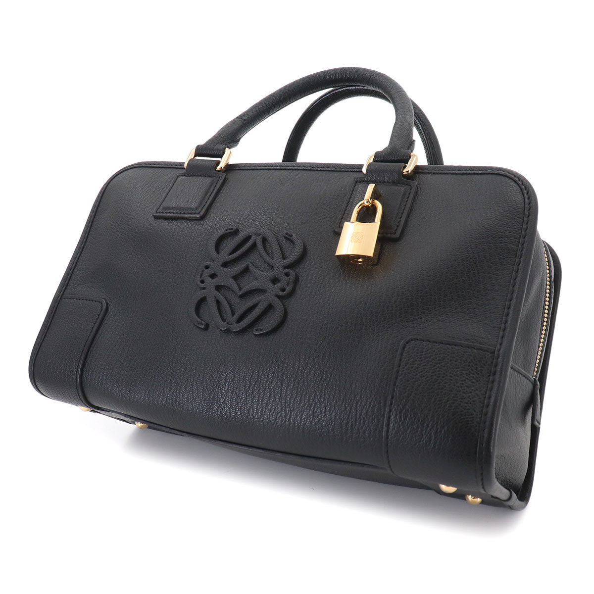 Amazona 28 Hand Bag Leather Black Anagram Purse
