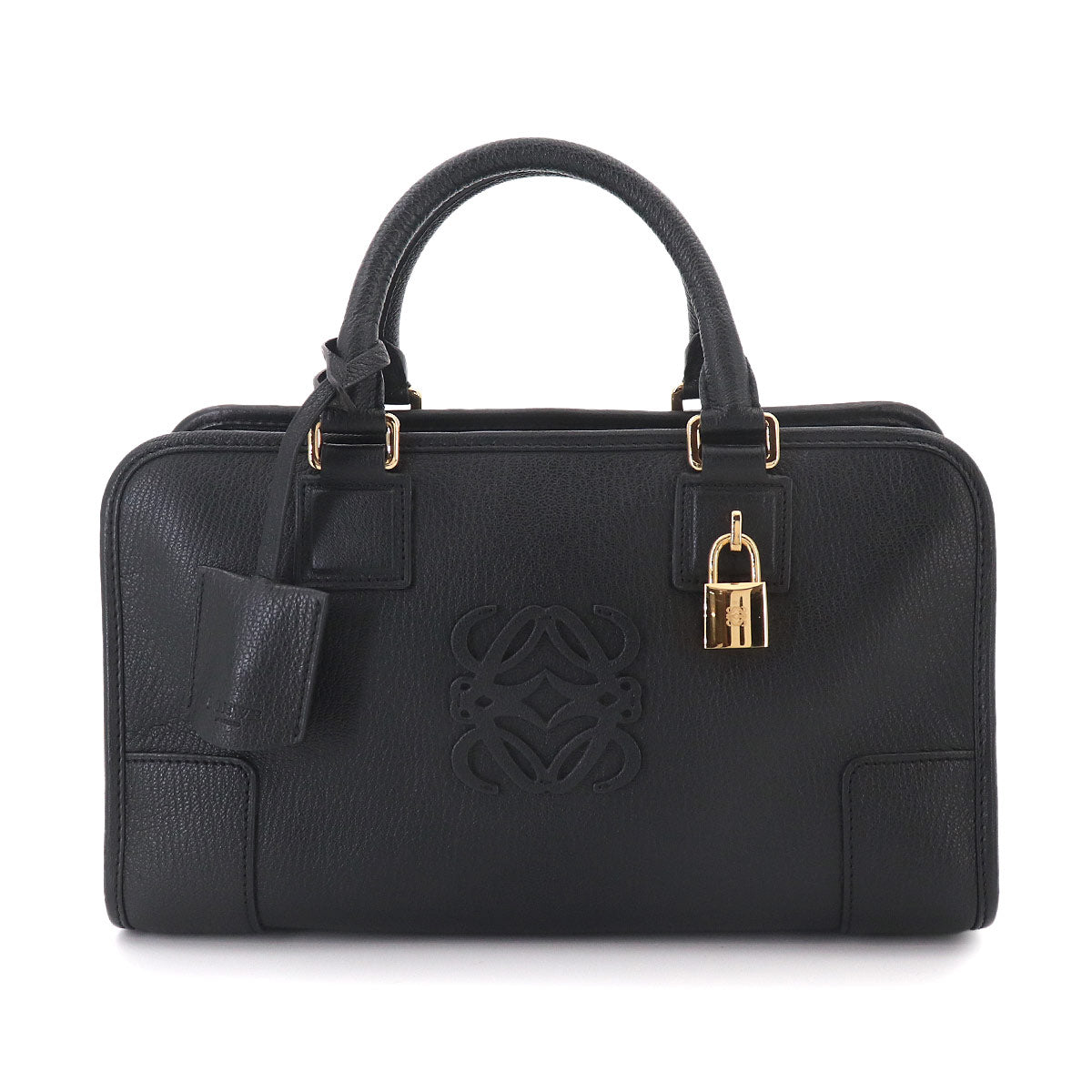 Amazona 28 Hand Bag Leather Black Anagram Purse