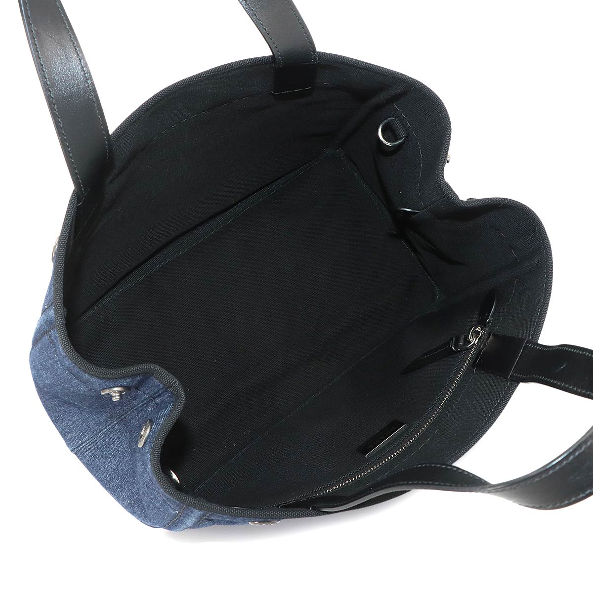 2way Hand Shoulder Bag Denim Leather Blue Black 1BG311 Purse