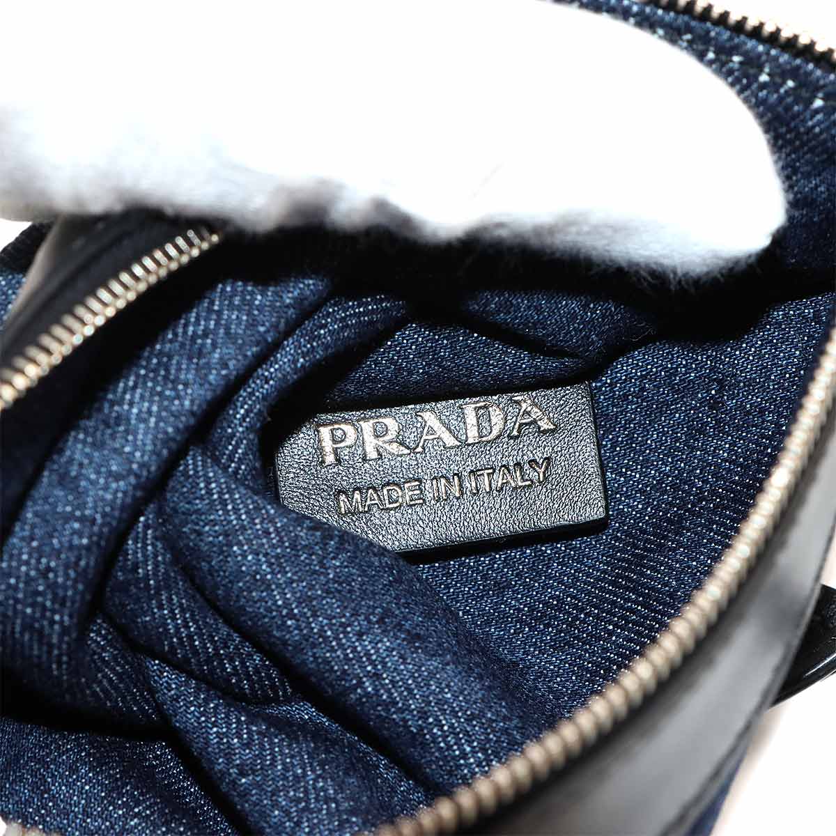 2way Hand Shoulder Bag Denim Leather Blue Black 1BG311 Purse