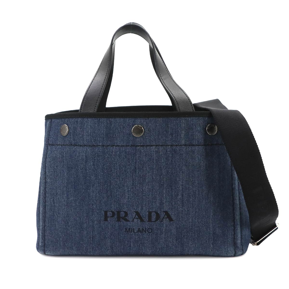 2way Hand Shoulder Bag Denim Leather Blue Black 1BG311 Purse