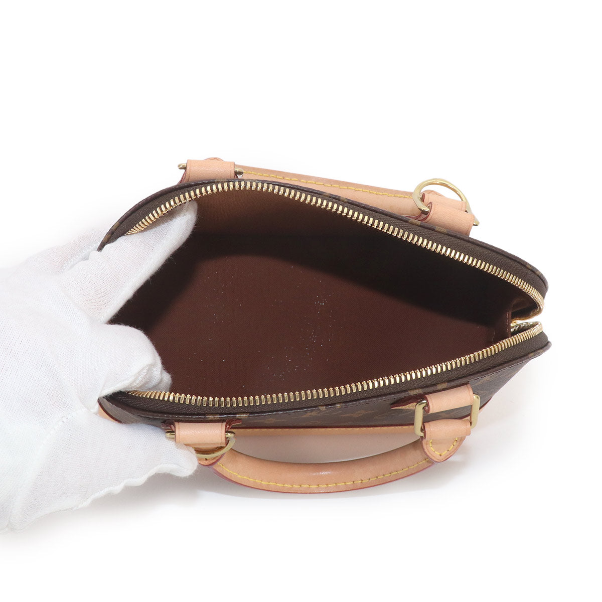 Monogram Alma BB Hand Shoulder Bag Leather Brown M53152