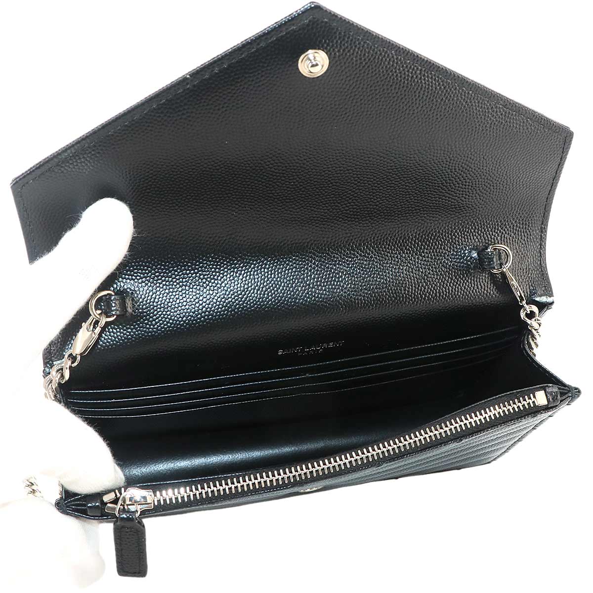 Cassandre Envelope Chain Wallet Leather Black 742920