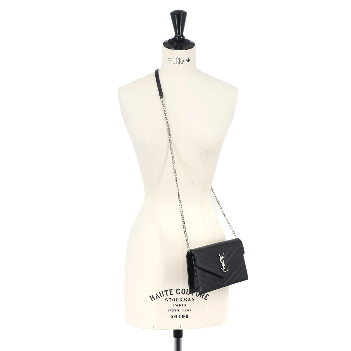 Cassandre Envelope Chain Wallet Leather Black 742920