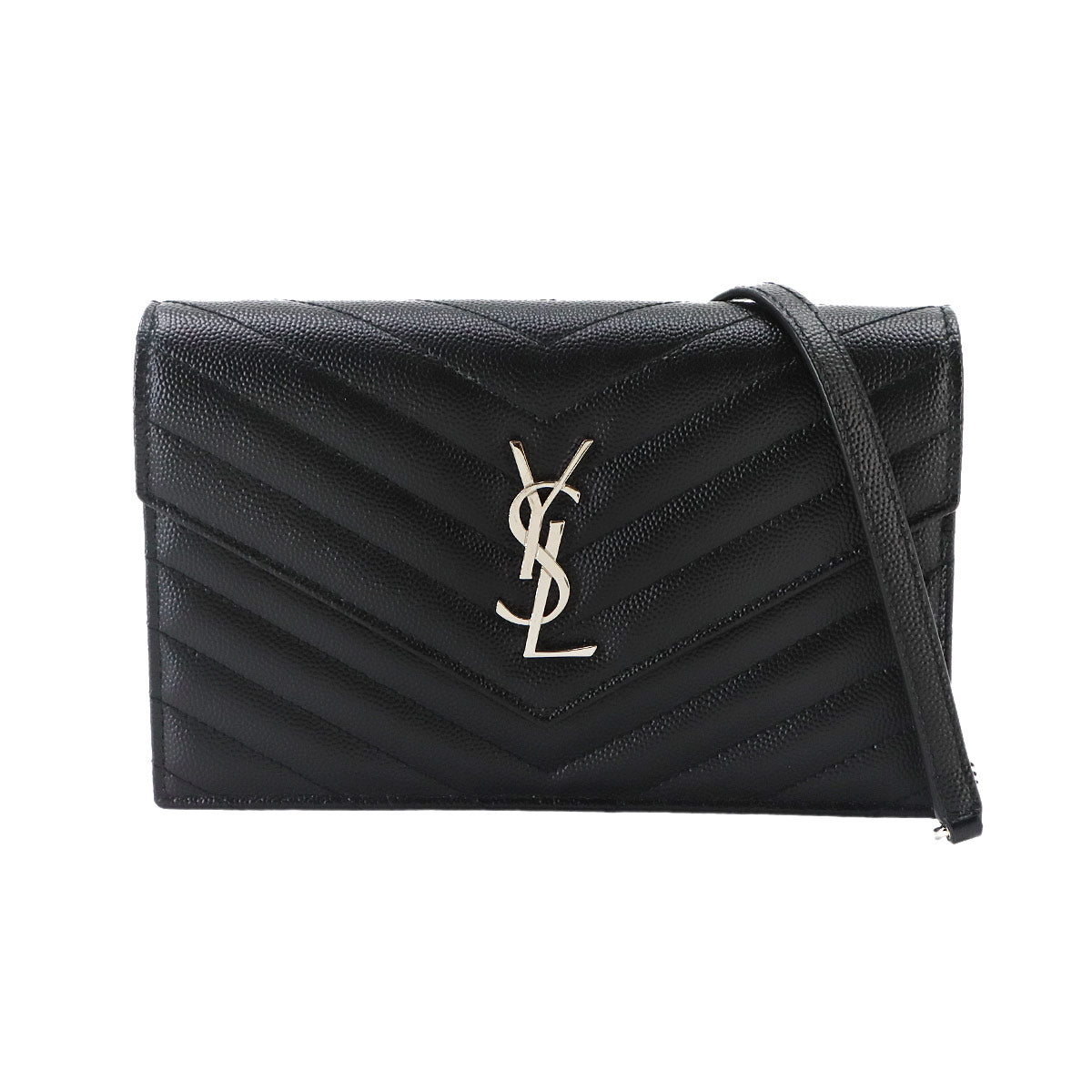Cassandre Envelope Chain Wallet Leather Black 742920
