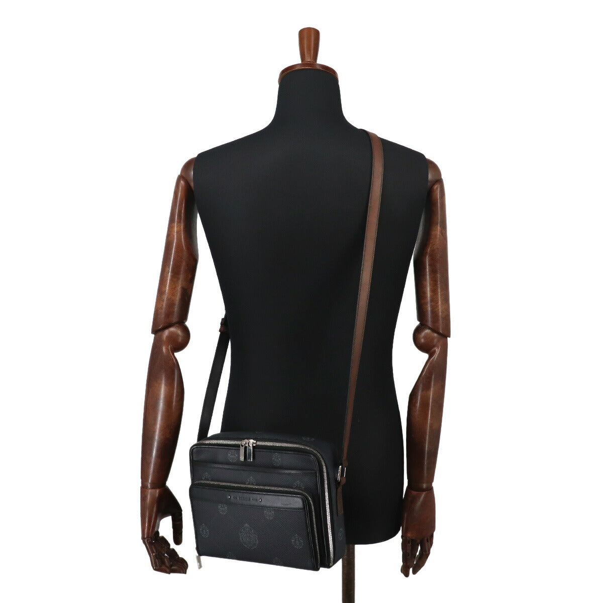Miles MM Shoulder Bag PVC Leather Black Brown Purse