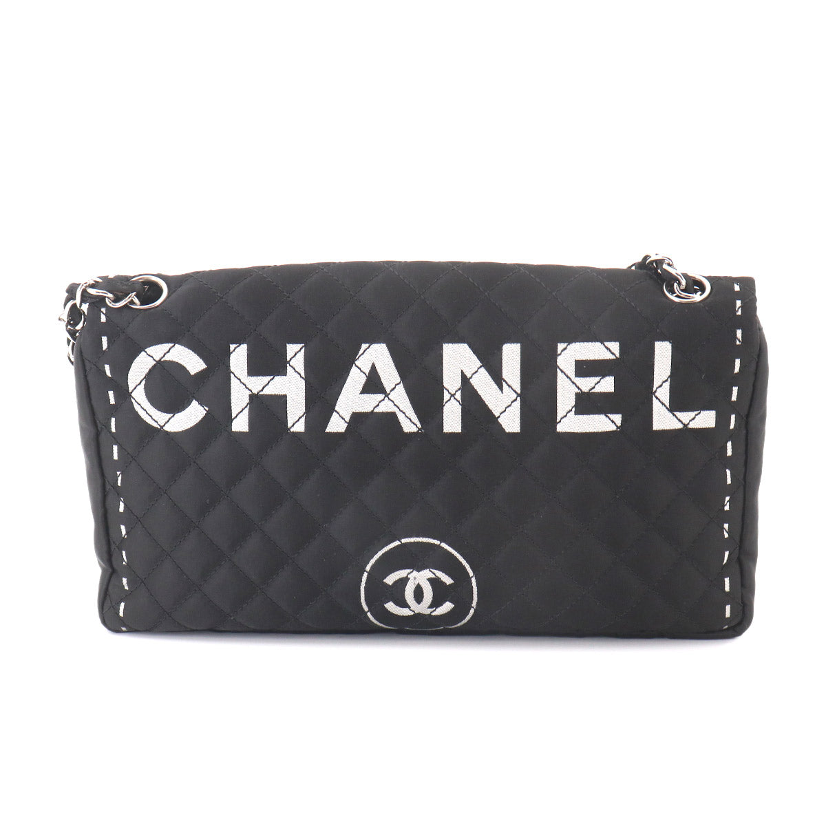 Matelasse Chain Shoulder Bag Nylon Black Purse
