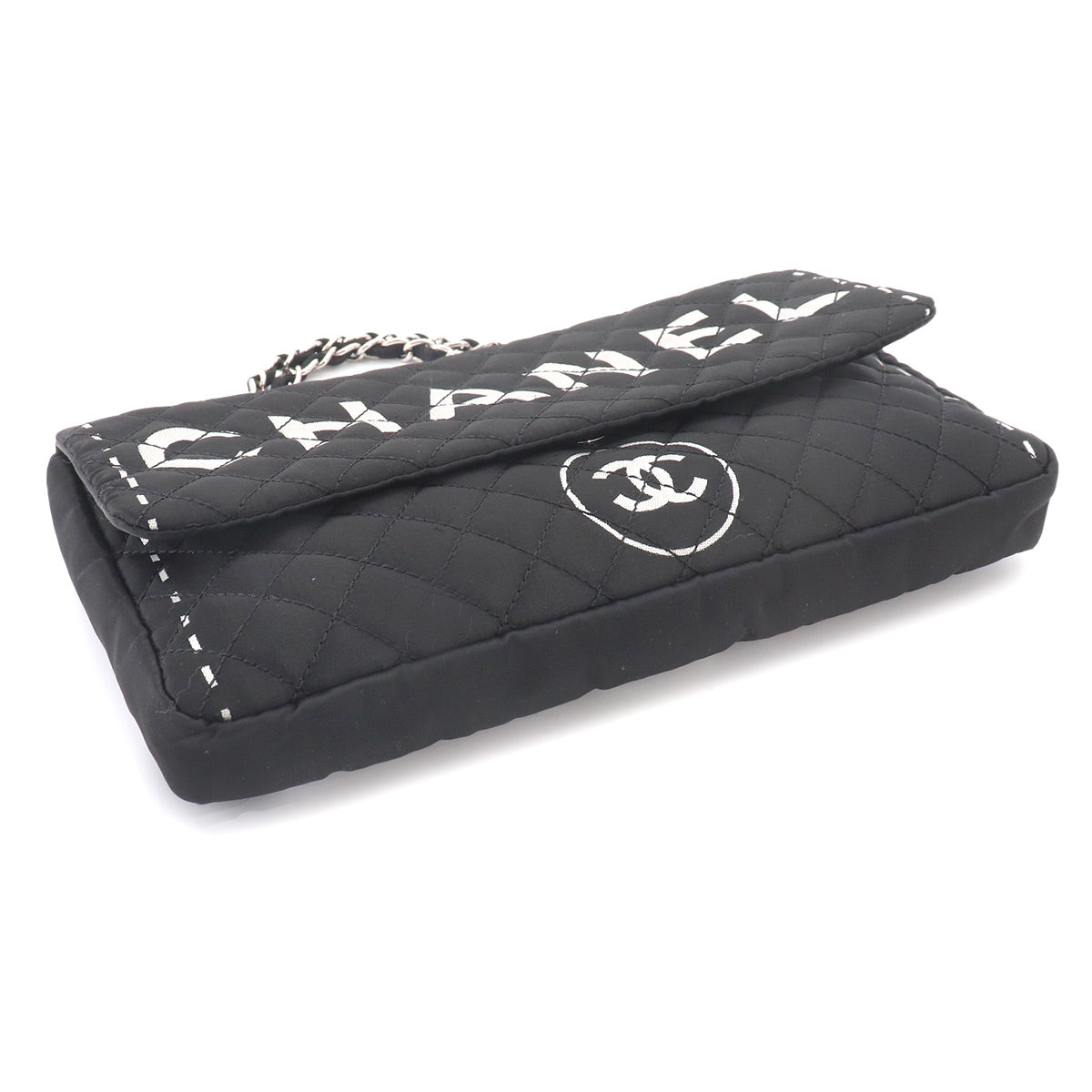 Matelasse Chain Shoulder Bag Nylon Black Purse