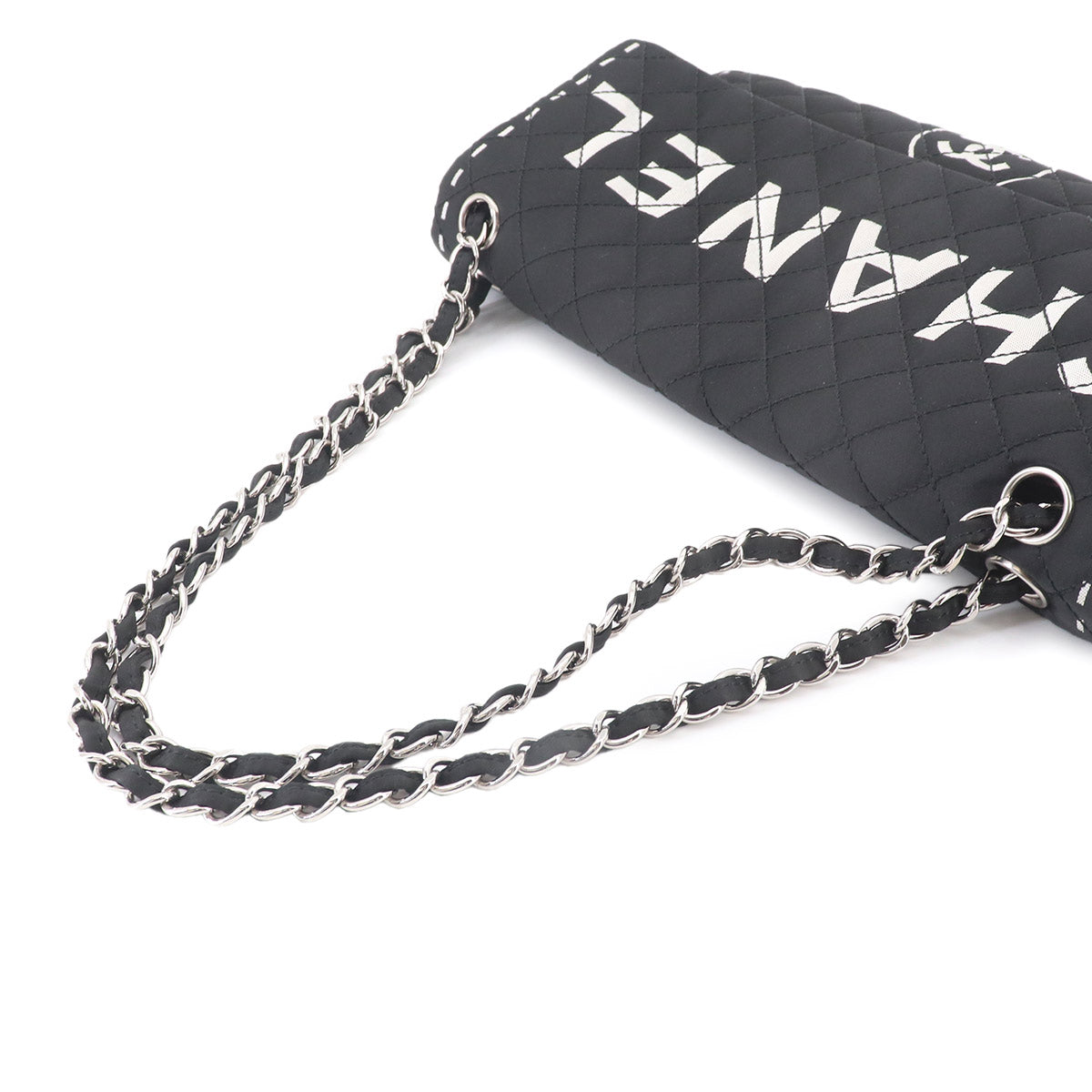 Matelasse Chain Shoulder Bag Nylon Black Purse
