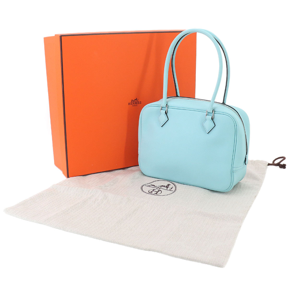 Mini Plume 20 Hand Bag Veau Swift Bleu Zephyr Purse