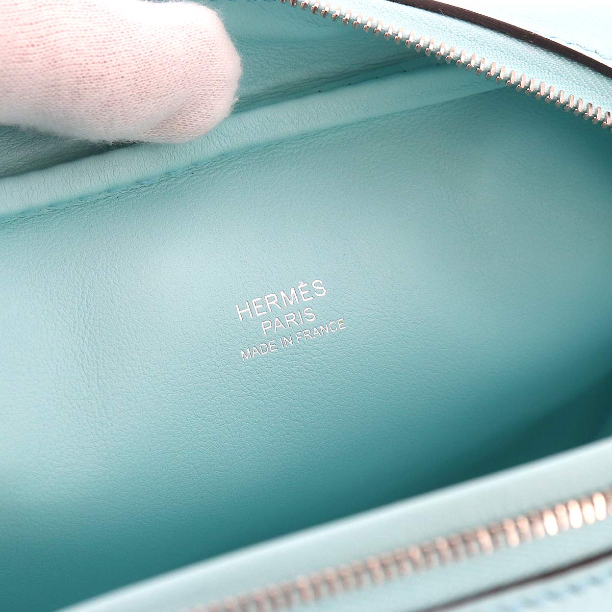 Mini Plume 20 Hand Bag Veau Swift Bleu Zephyr Purse