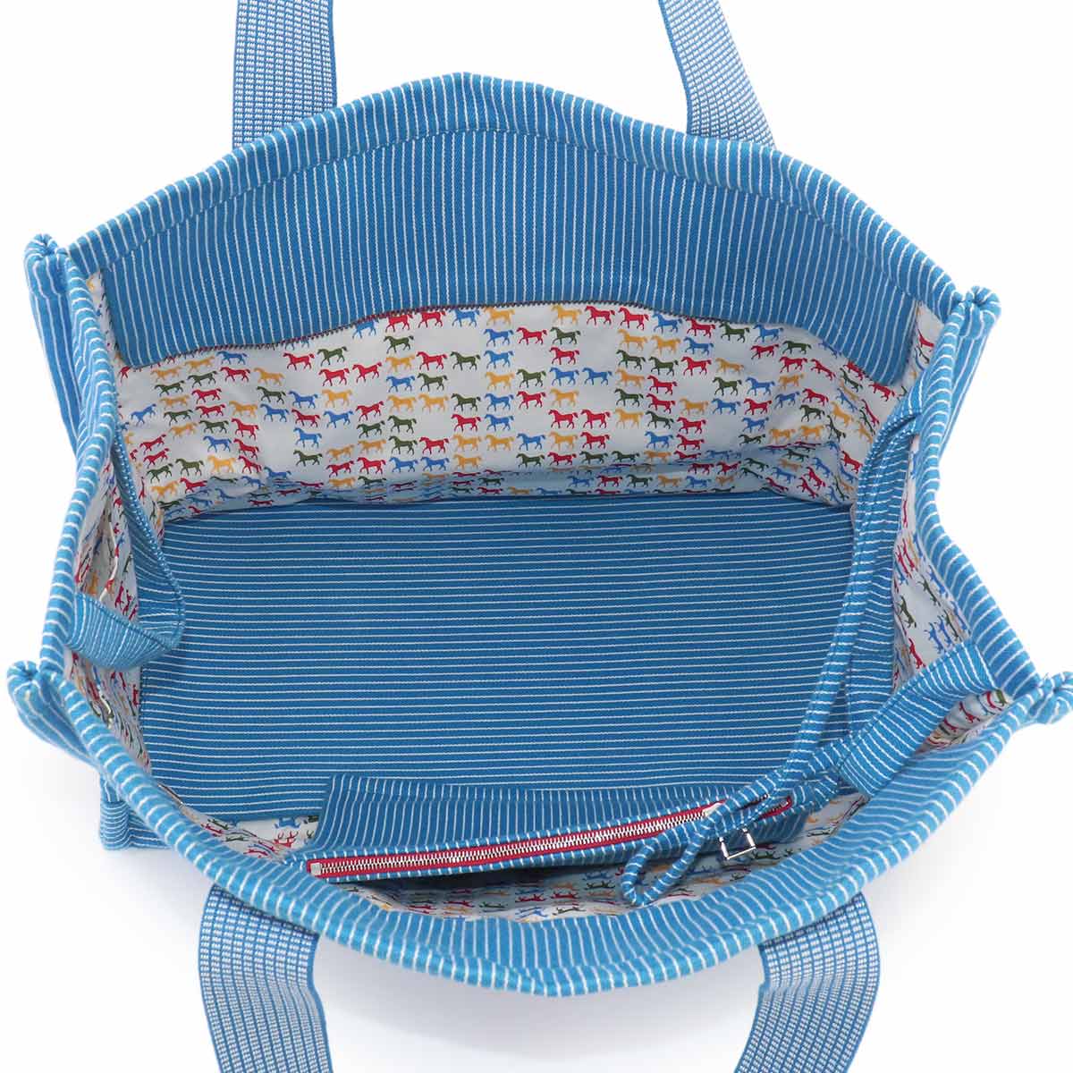 Caval Diaper Tote Bag Canvas Blue Horse Cheval Striped