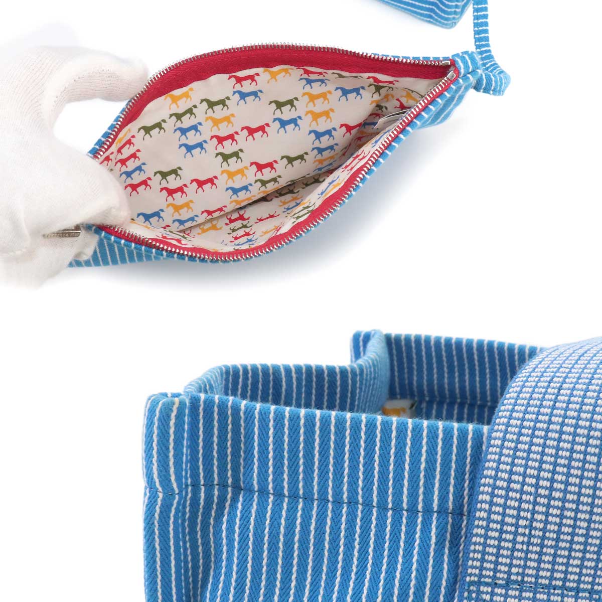Caval Diaper Tote Bag Canvas Blue Horse Cheval Striped