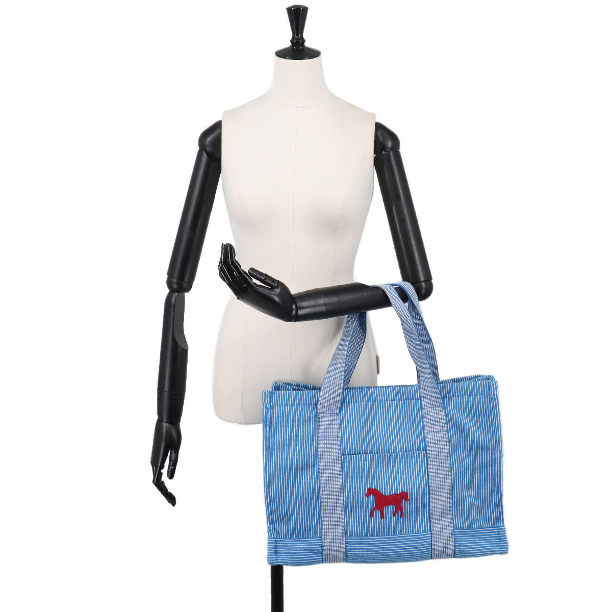 Caval Diaper Tote Bag Canvas Blue Horse Cheval Striped