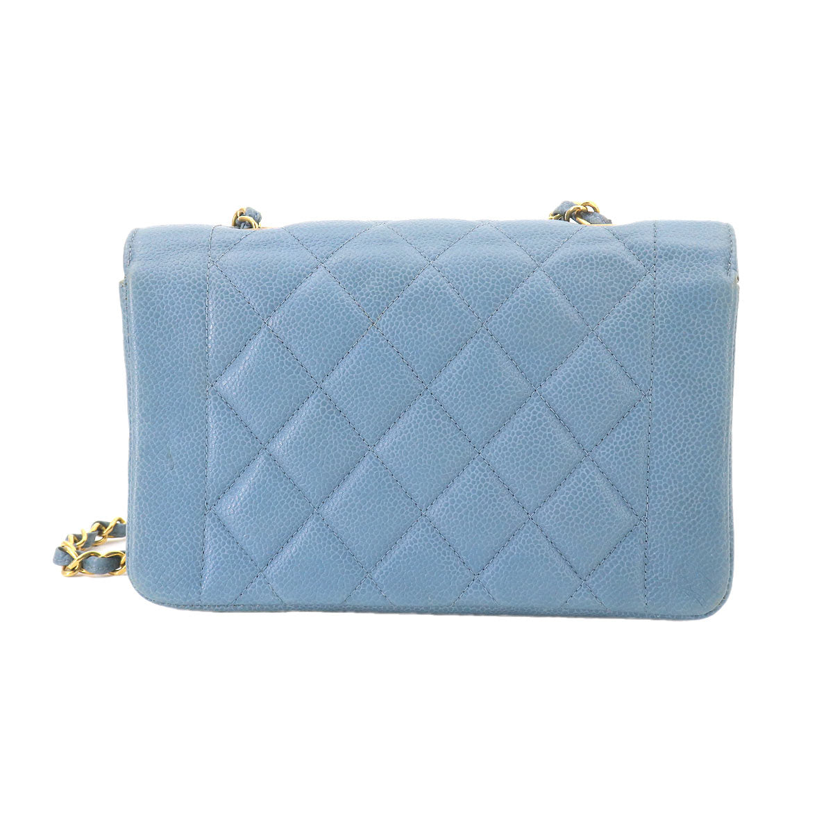 Diana Matelasse 22 Chain Shoulder Bag Leather Blue