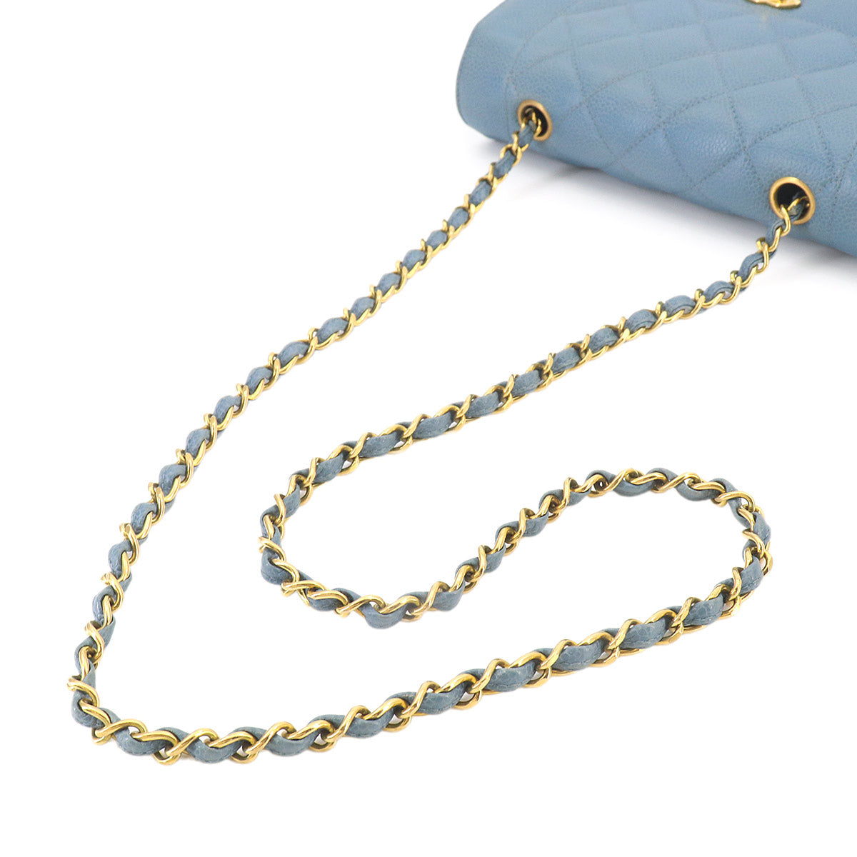 Diana Matelasse 22 Chain Shoulder Bag Leather Blue