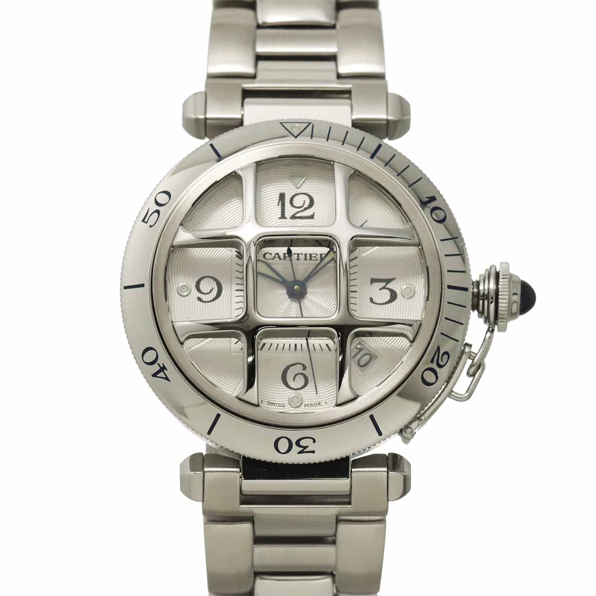 Pasha 38mm Grid W31059H3 Date Automatic Silver Dial Mens