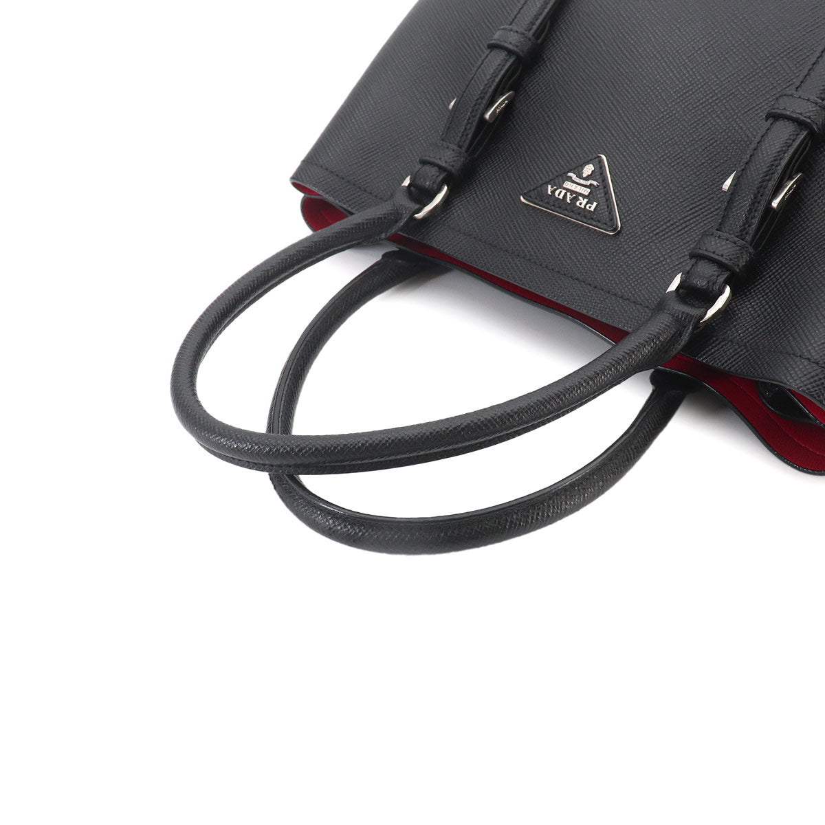 Tote Shoulder Bag Saffiano Leather Nero Black 1BG883 Purse