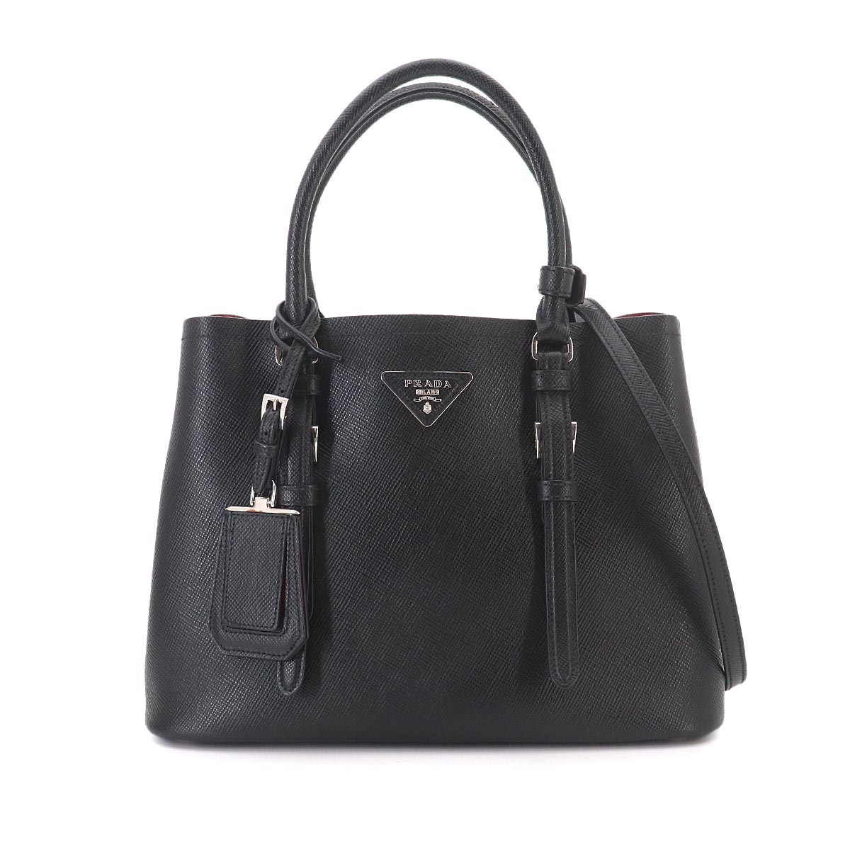 Tote Shoulder Bag Saffiano Leather Nero Black 1BG883 Purse