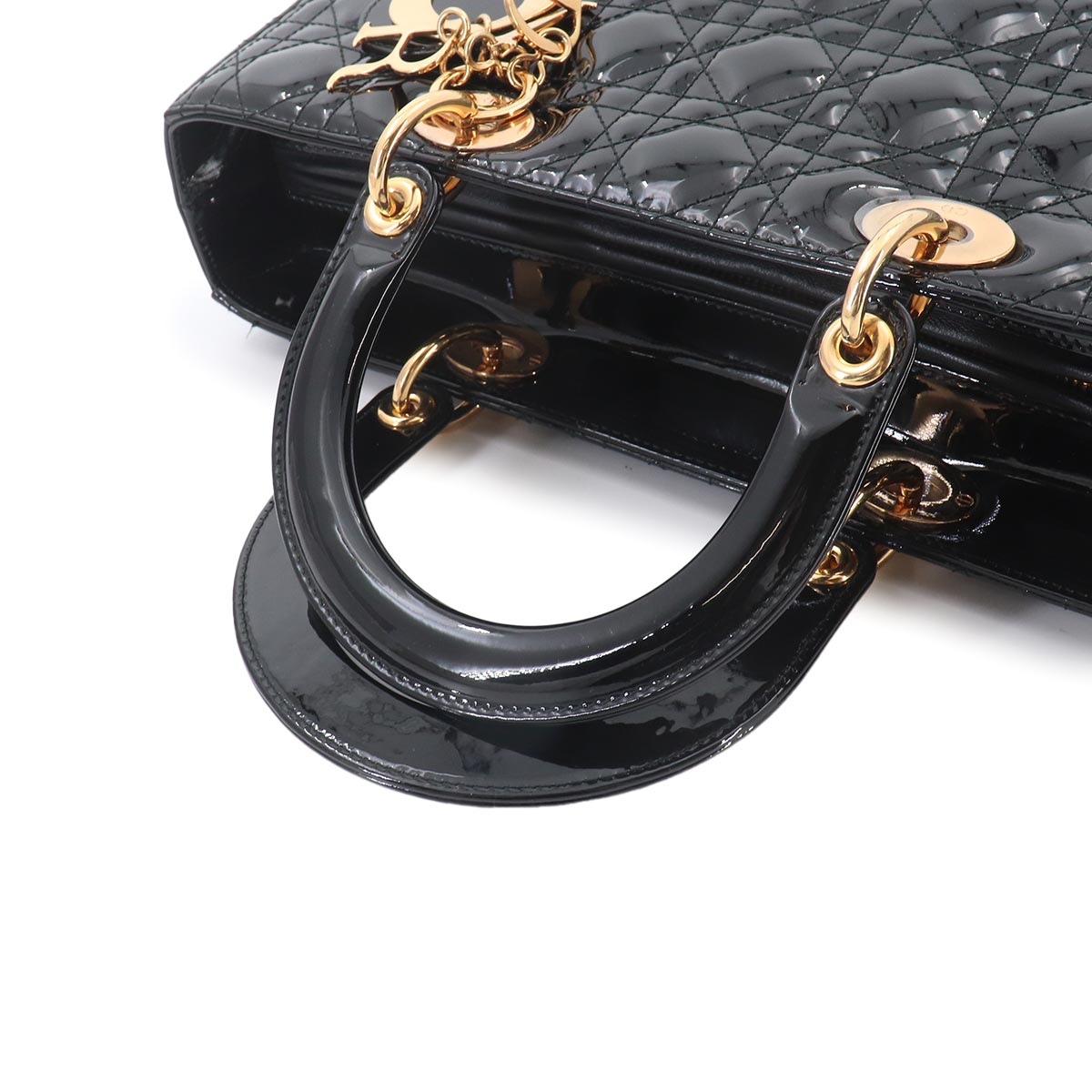 Lady Dior Large 2way Hand Shoulder Bag Leather Black