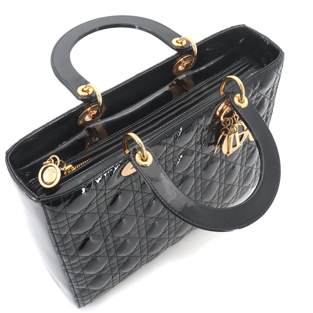 Lady Dior Large 2way Hand Shoulder Bag Leather Black