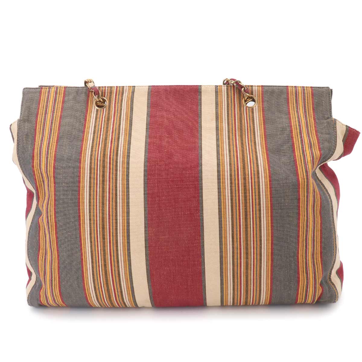 Stripe Tote Bag Canvas Multicolor Coco Logos Purse