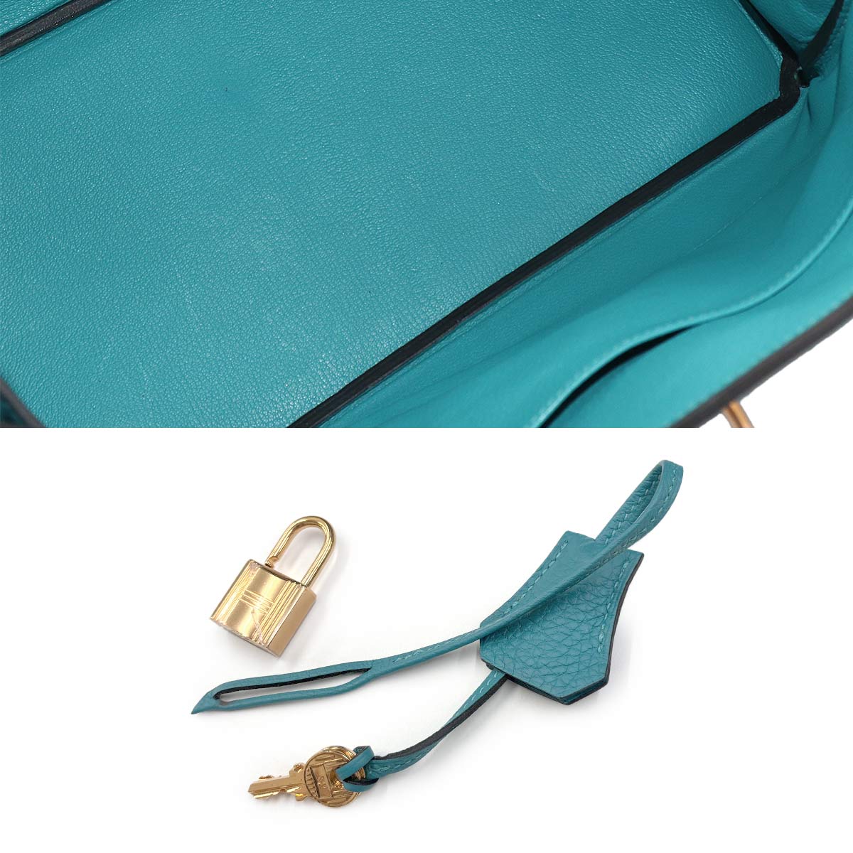 Birkin 35 Taurillon Clemence Turquoise Hand Bag Purse Blue