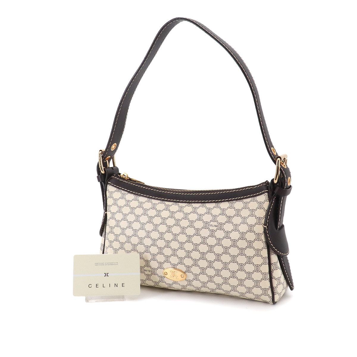 Macadam Shoulder Bag Leather PVC White Brown Vintage Purse