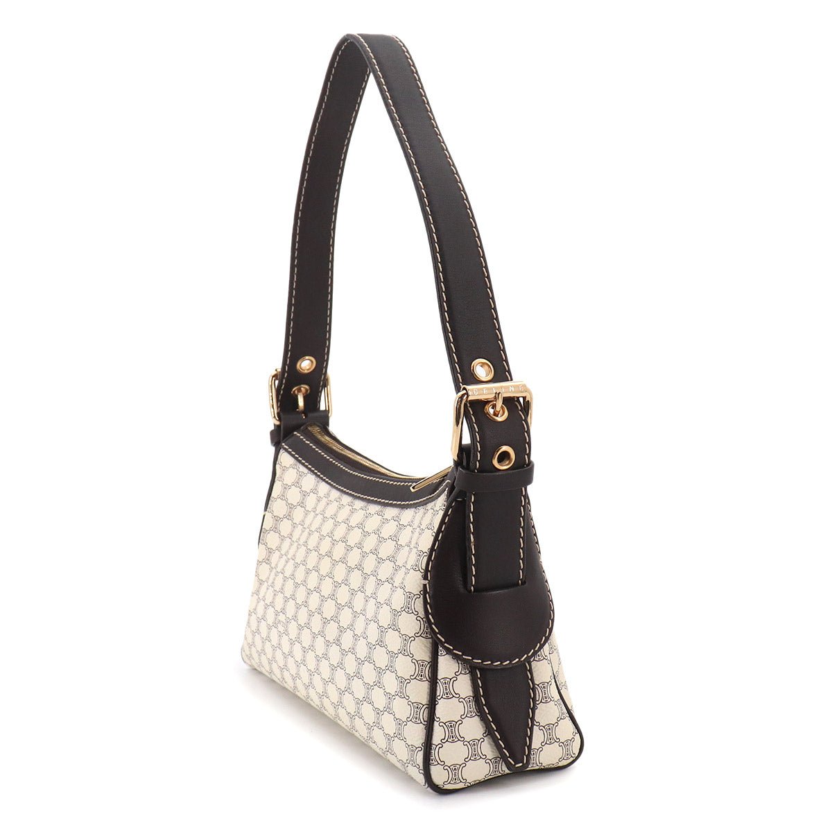 Macadam Shoulder Bag Leather PVC White Brown Vintage Purse