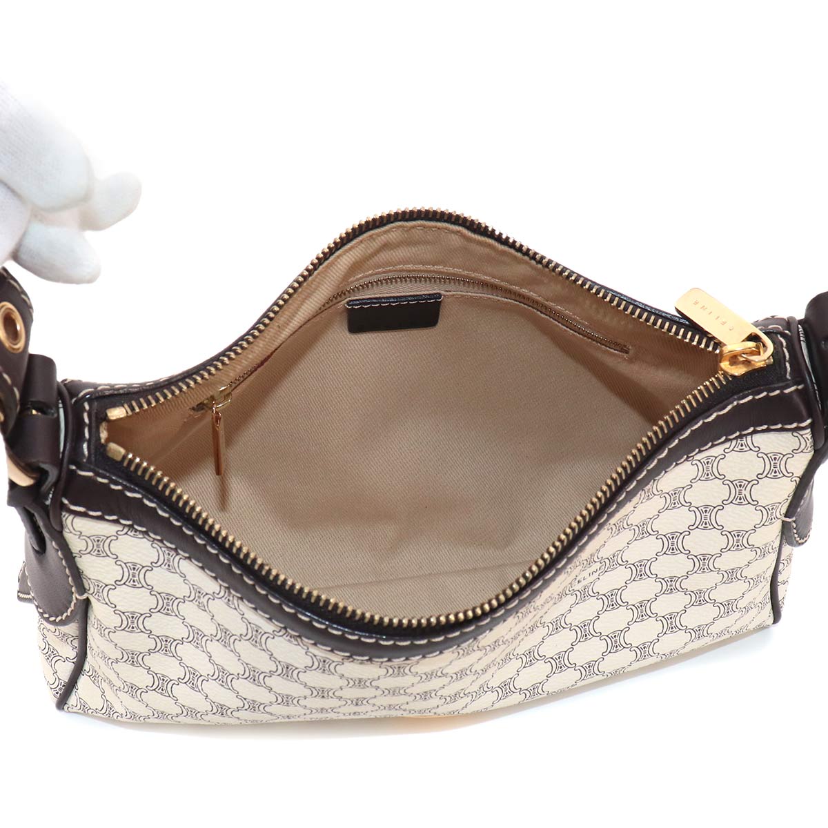 Macadam Shoulder Bag Leather PVC White Brown Vintage Purse