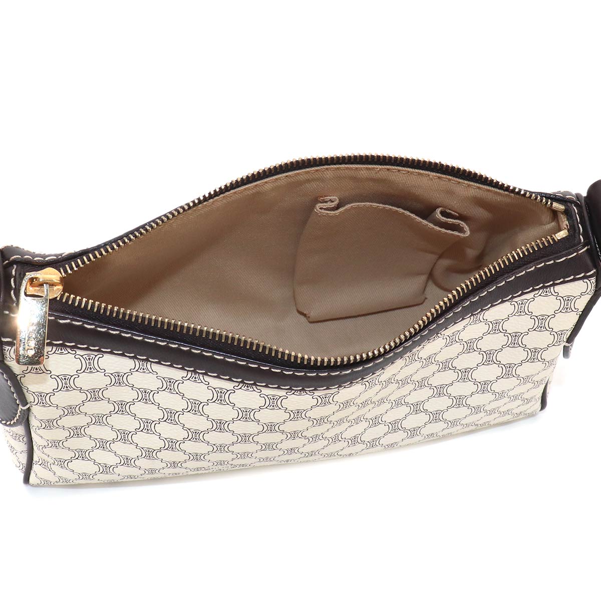Macadam Shoulder Bag Leather PVC White Brown Vintage Purse