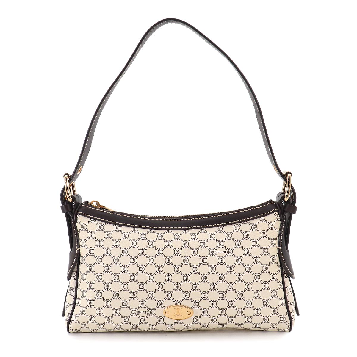 Macadam Shoulder Bag Leather PVC White Brown Vintage Purse