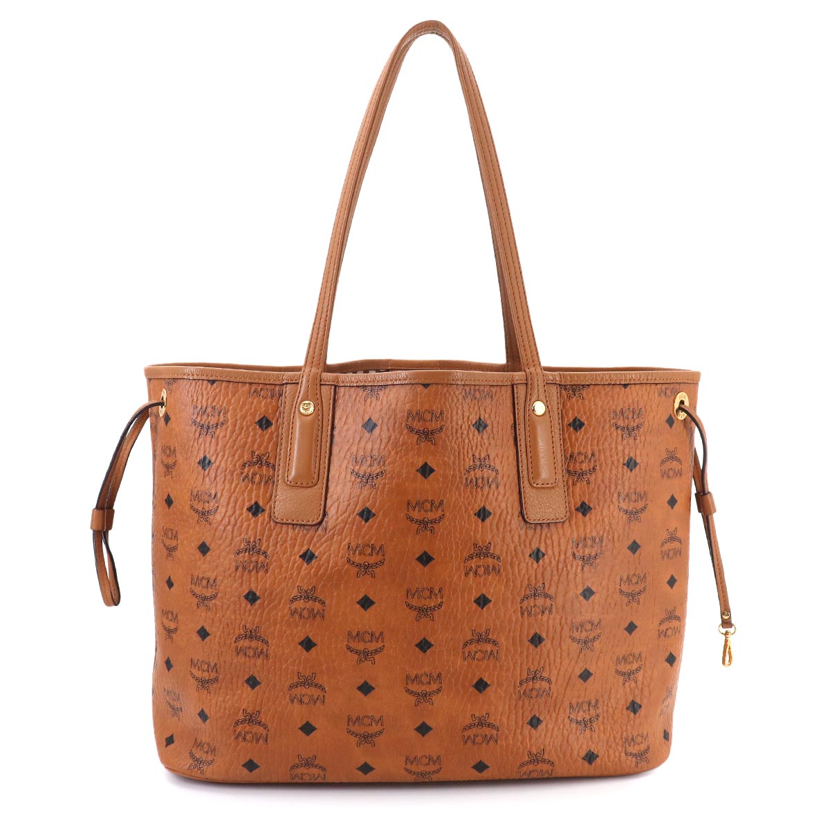 Visetos Reversible Tote Bag PVC Leather Light Brown Logos Purse