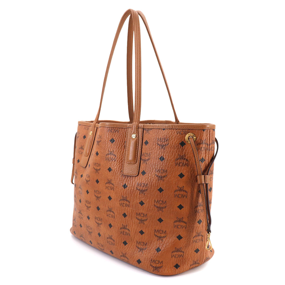 Visetos Reversible Tote Bag PVC Leather Light Brown Logos Purse