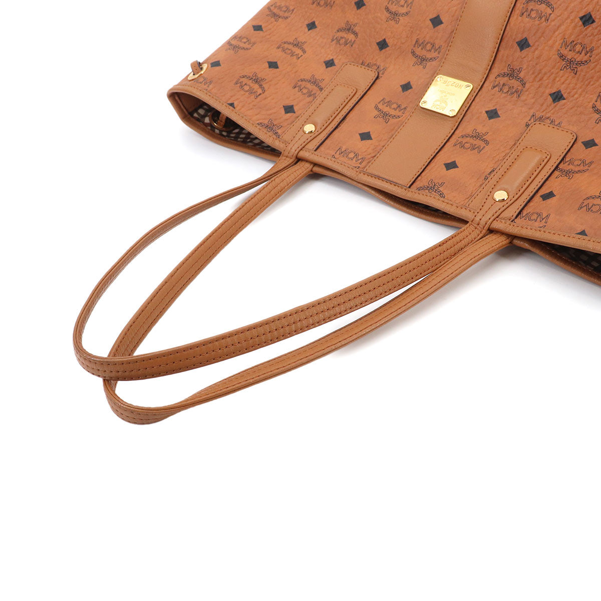 Visetos Reversible Tote Bag PVC Leather Light Brown Logos Purse