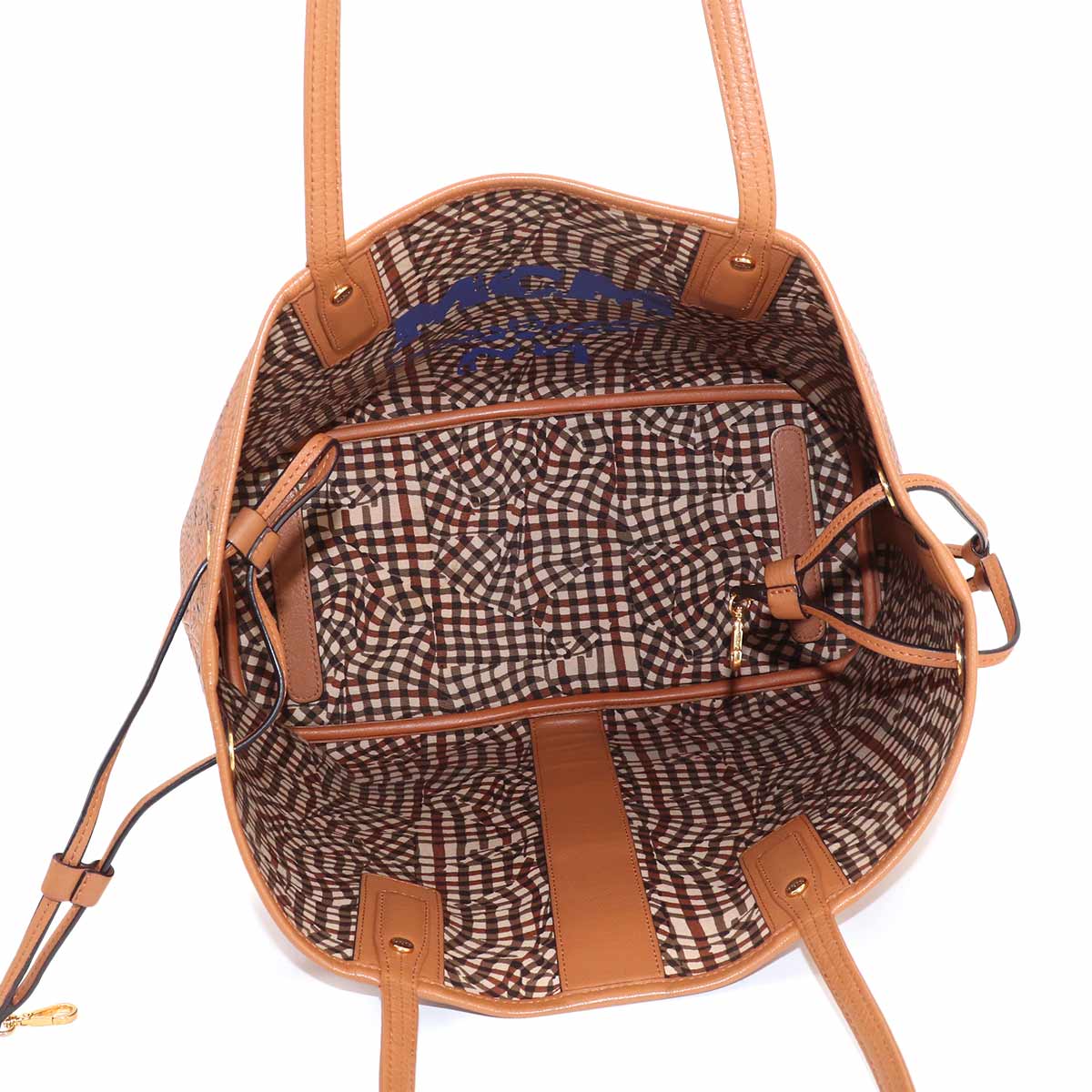 Visetos Reversible Tote Bag PVC Leather Light Brown Logos Purse