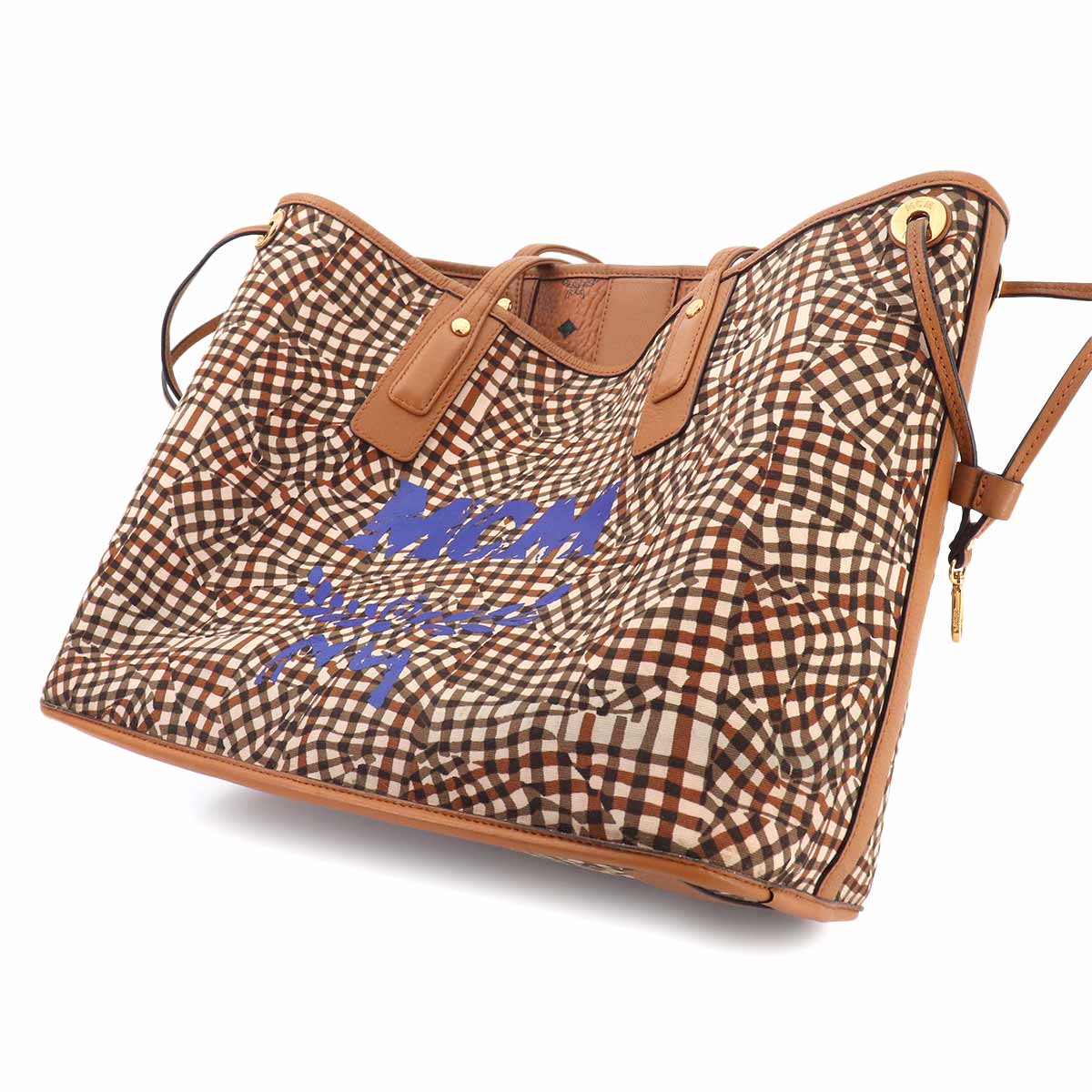 Visetos Reversible Tote Bag PVC Leather Light Brown Logos Purse