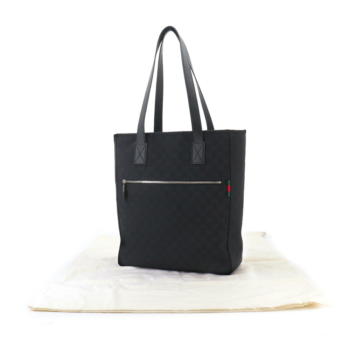 GG Canvas Tote Bag Leather Black 834796 Purse