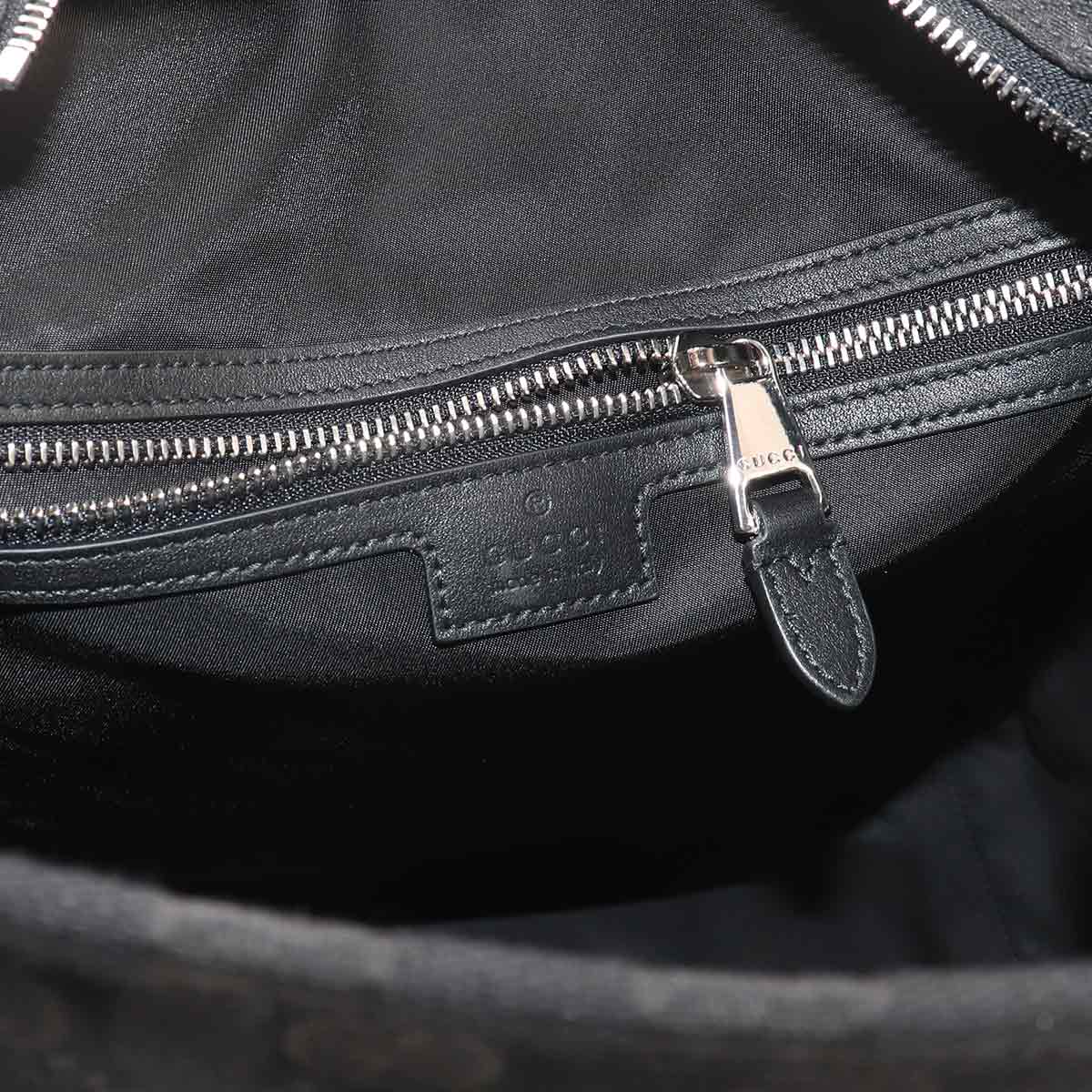 GG Canvas Tote Bag Leather Black 834796 Purse