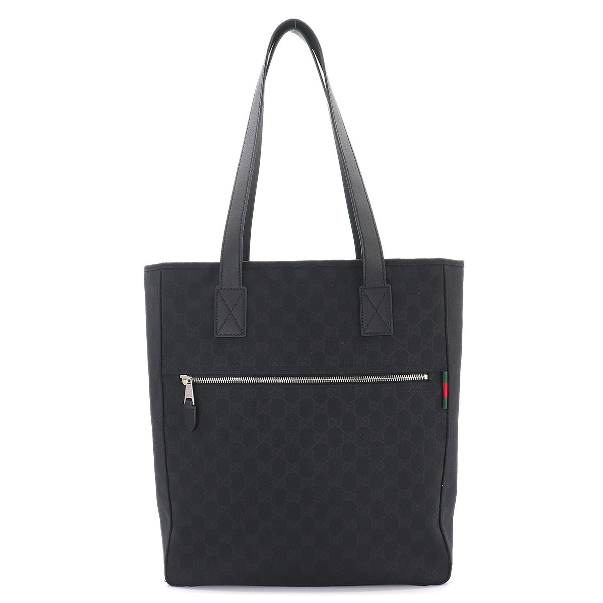 GG Canvas Tote Bag Leather Black 834796 Purse