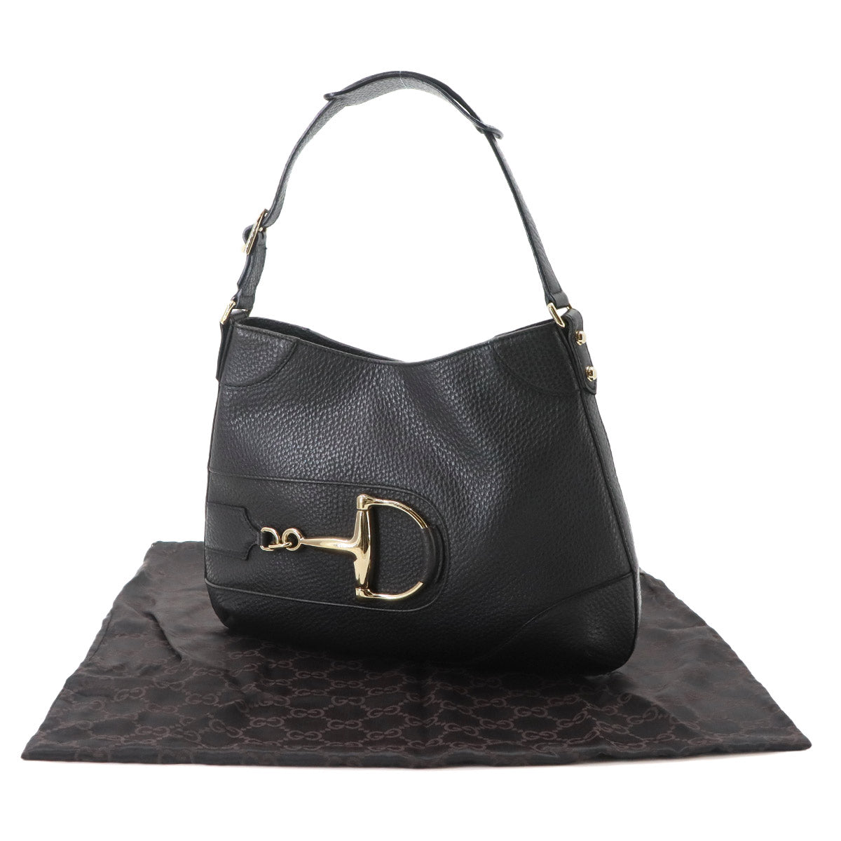 Horsebit Shoulder Bag Leather Black 137388 Gold Hardware