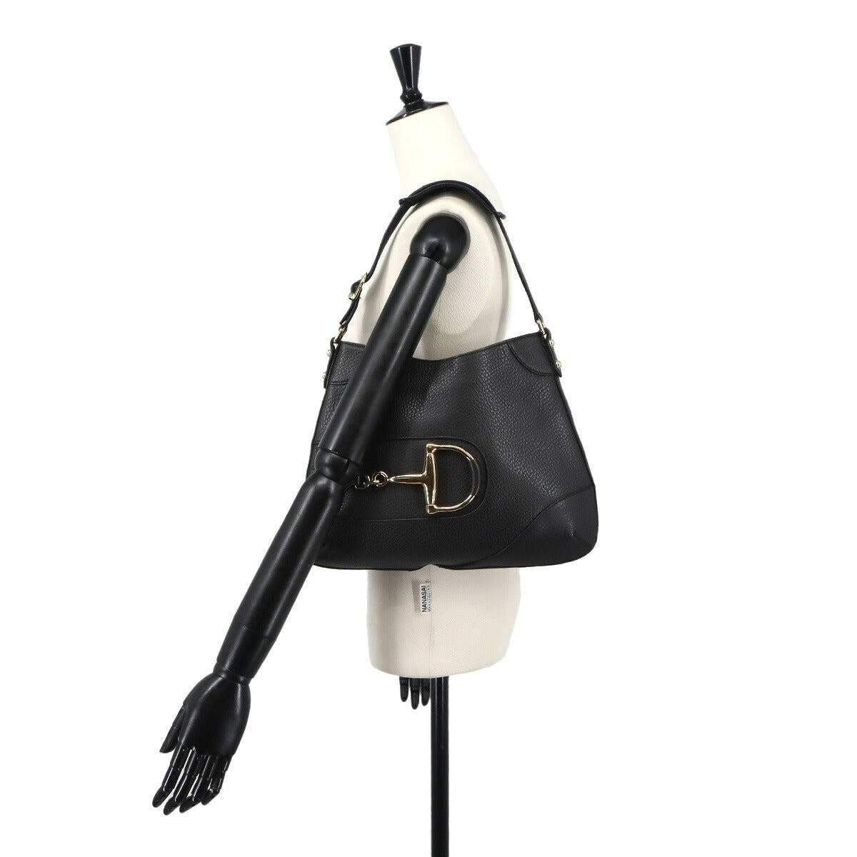 Horsebit Shoulder Bag Leather Black 137388 Gold Hardware