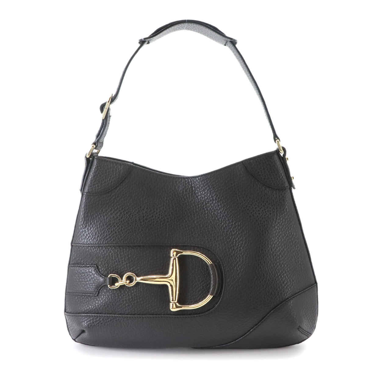 Horsebit Shoulder Bag Leather Black 137388 Gold Hardware