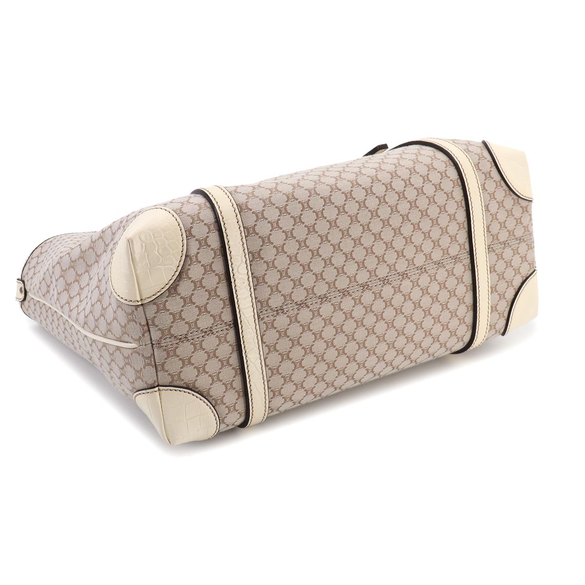 Macadam Tote Bag Canvas Leather Beige White Purse