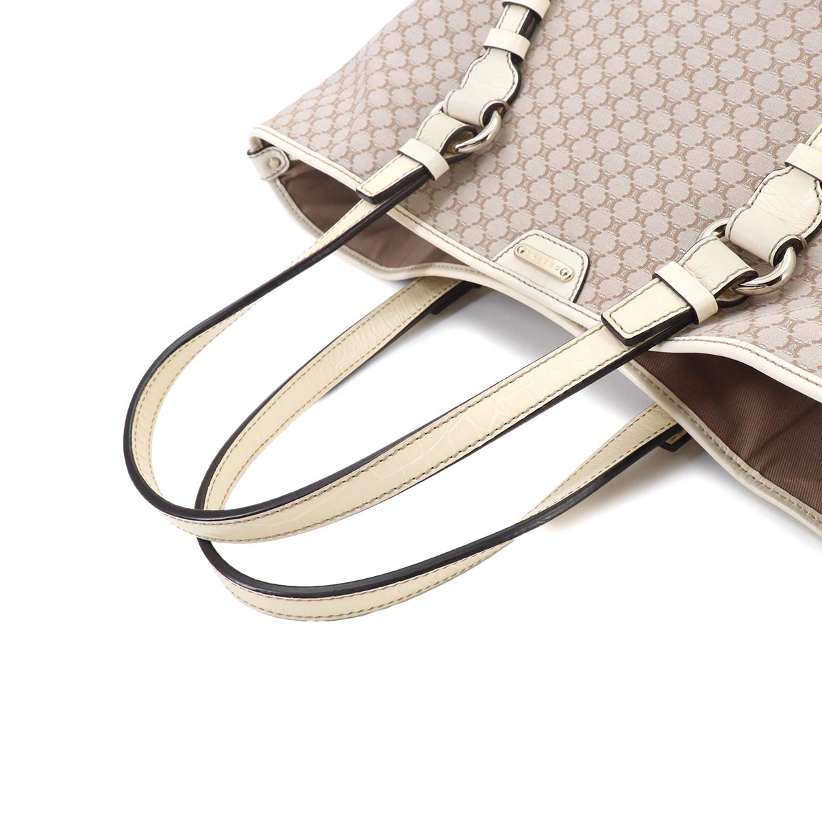 Macadam Tote Bag Canvas Leather Beige White Purse