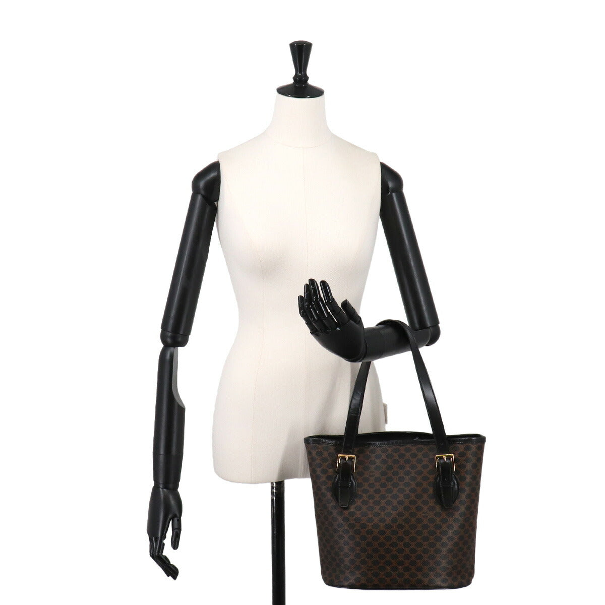 Macadam Tote Bag PVC Leather Black Brown Vintage Purse