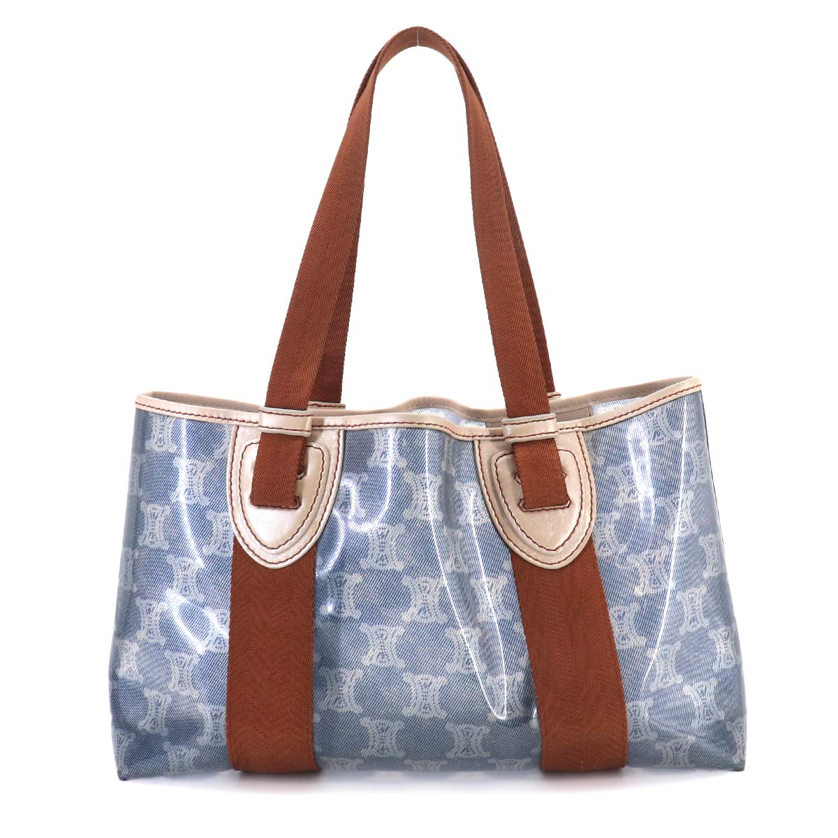 Macadam Tote Bag PVC Canvas Leather Blue Brown Vintage