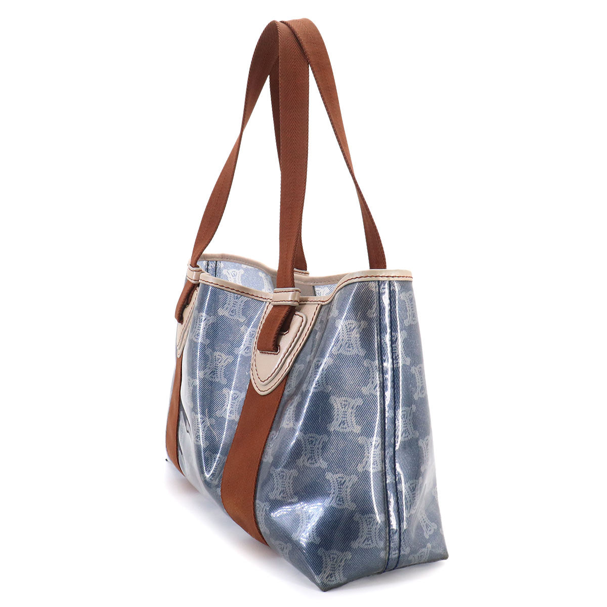 Macadam Tote Bag PVC Canvas Leather Blue Brown Vintage